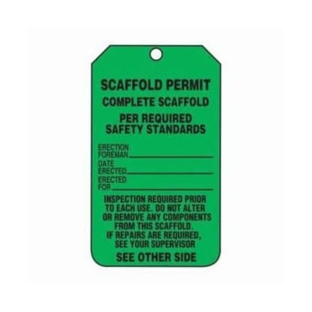 Accuform Safety Tags, SCAFFOLD PERMIT, 5.75in x 3.25in, PF-Cardstock, 25PK TRS326CTP